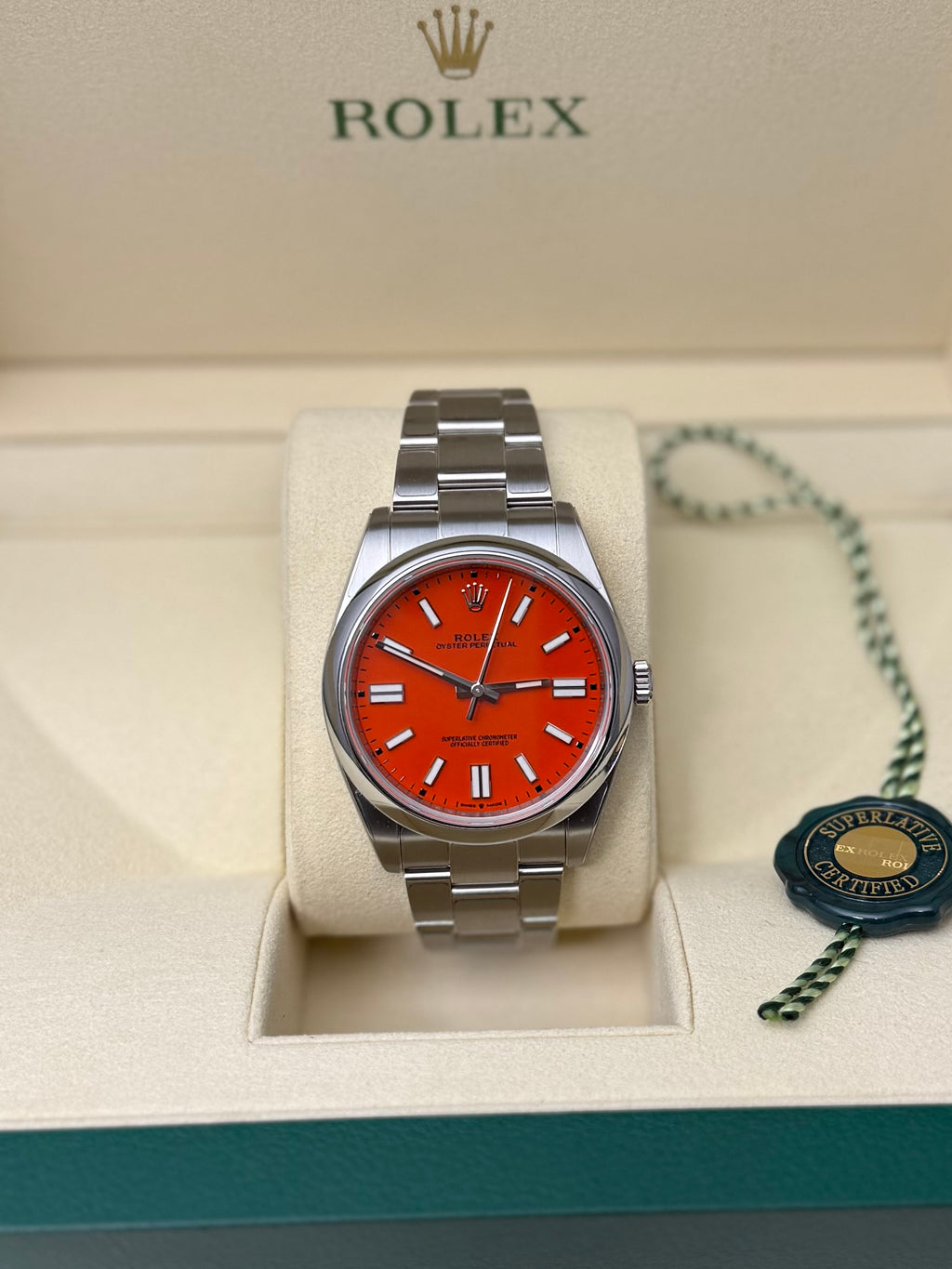 2021 ROLEX OYSTER PERPETUAL 41 CORAL RED(DISCONTINUED) 124300